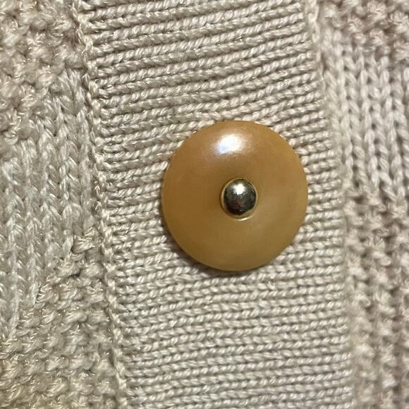 VTG St. John Santana Knit Cardigan Sweater M Cream Gold Buttons Old Money USA - Picture 5 of 9